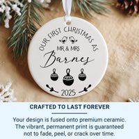 First Christmas Married Ornament 2025 - Elegant Script with Couple Surname