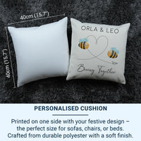 Personalised Bee Cushion – Romantic Keepsake With Heart Path Design & Custom Names DENMARY