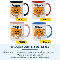 Personalised Halloween Mug – Pumpkin Jack O Lantern with Spooky Bats for Kids