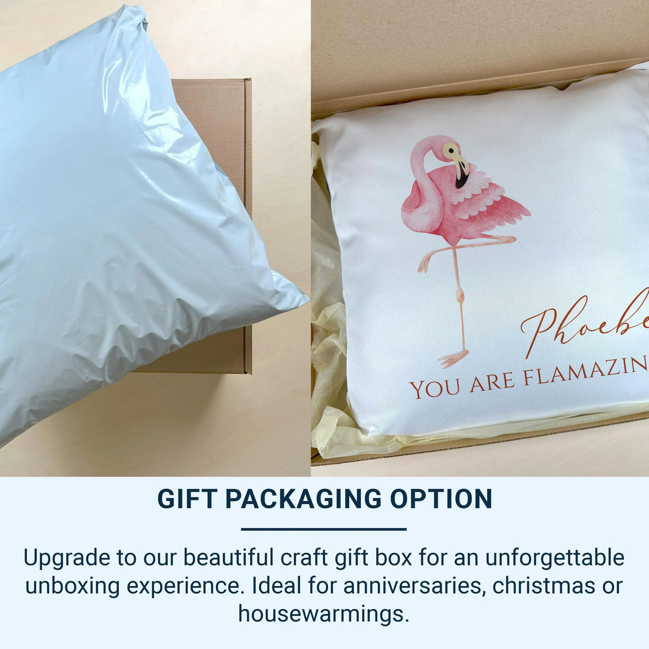 Personalised Flamingo Cushion - Fun Phrase with Name