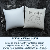 Personalised Hands Heart Cushion - Minimal Romantic Keepsake for Couples & Partners