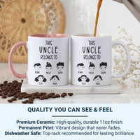 This Uncle Belongs To… Mug – Personalised Kids’ Names and Faces – Niece/Nephew Thank_You, Birthday and Christmas Gift
