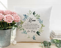 Personalised Mum Cushion – Floral Wreath Cushion With Heartfelt Poem & Custom Name