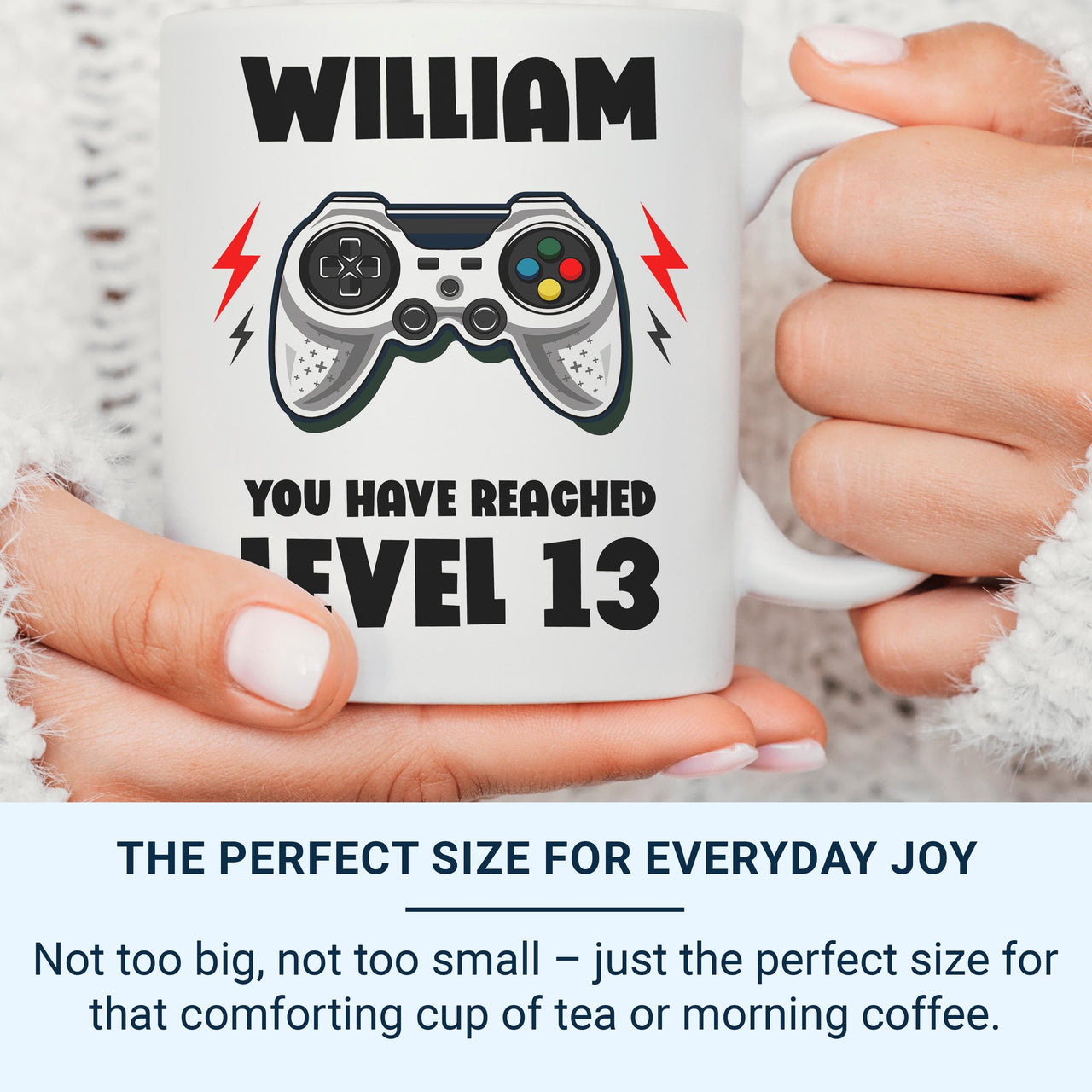 You Have Reached Level… Personalised Gamer Birthday Mug - Name, Age and Controller Design - Level-Up Party and Gaming Marathon Gift
