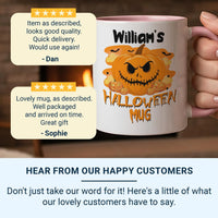 Personalised Halloween Mug – Pumpkin Jack O Lantern with Spooky Bats for Kids
