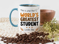 Greatest Student Mug – Funny Ceramic Coffee Cup With Playful Design & Stars