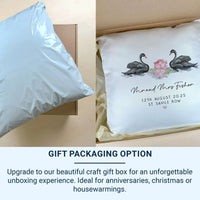 Personalised Wedding Cushion – Romantic Swan Motif Pillow | Custom Couple Gift DENMARY