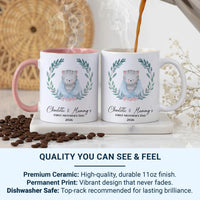 Personalised Mothers Day Mug – First Mothers Day Gift with Cats in Floral Wreath