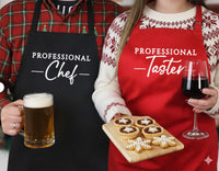 Couples Matching Aprons - Personalised Kitchen Aprons with Custom Text & Gift Box