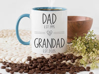 Dad to Grandad EST. Dates Mug - Personalised Year with Heart Icon - Promoted to Grandad Pregnancy Reveal and New Grandad Gift