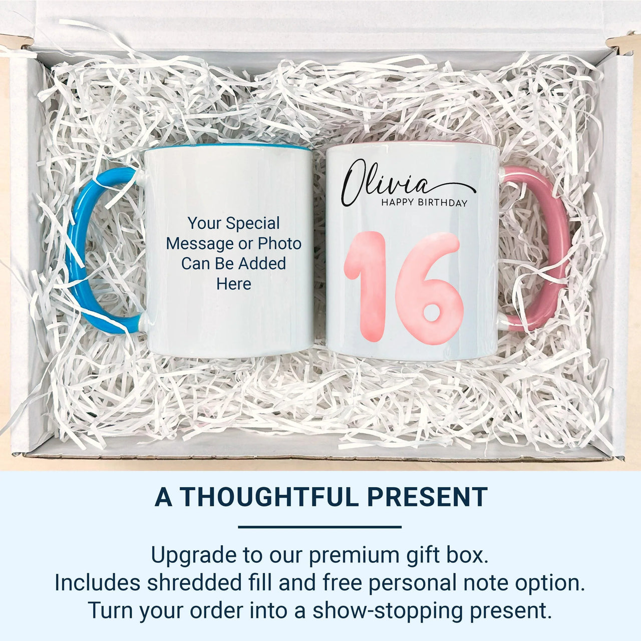 16th Birthday Personalised Mug – Script Name with Watercolour Number – Sweet Sixteen Milestone Keepsake and Party Morning Gift