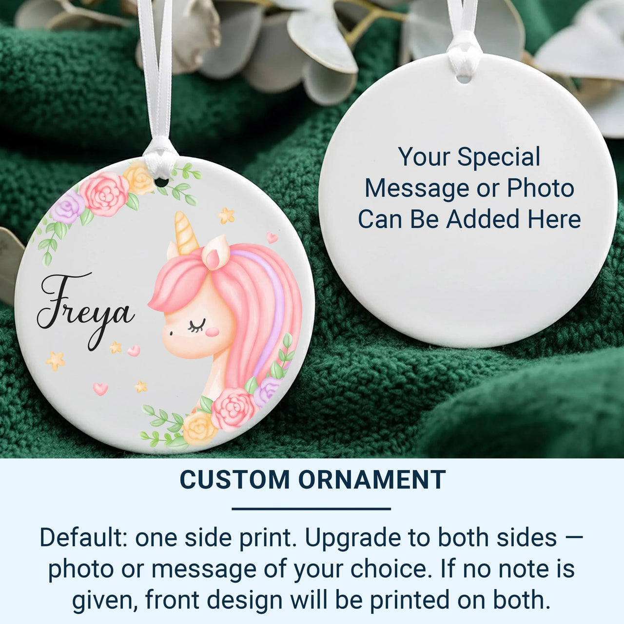 Unicorn Ornament - Magical Kids Keepsake with Name for Christmas Tree & Nursery