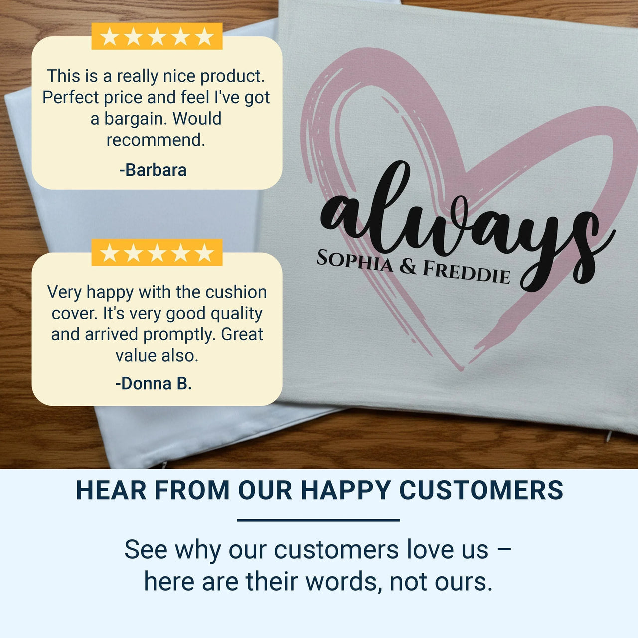 Personalised Heart Cushion – Romantic Gift Cushion with Custom Names & Hidden Zip