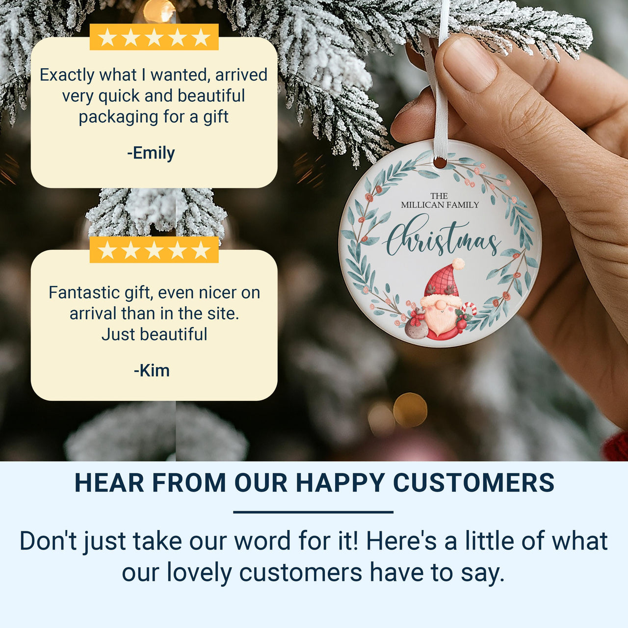 Personalised Christmas Family Ornament - Gonk Xmas Bauble - Gnome Ceramic Decoration - Family Gift - Christmas Present