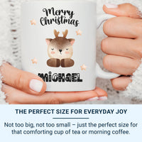 Personalised Christmas Mug – Kids Holiday Mug with Custom Name & Festive Stars