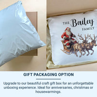 Personalised Family Christmas Cushion - Vintage Santa Sleigh with Family Name