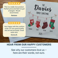 Personalised Family Christmas Stockings Cushion - Festive Keepsake with Names & Year