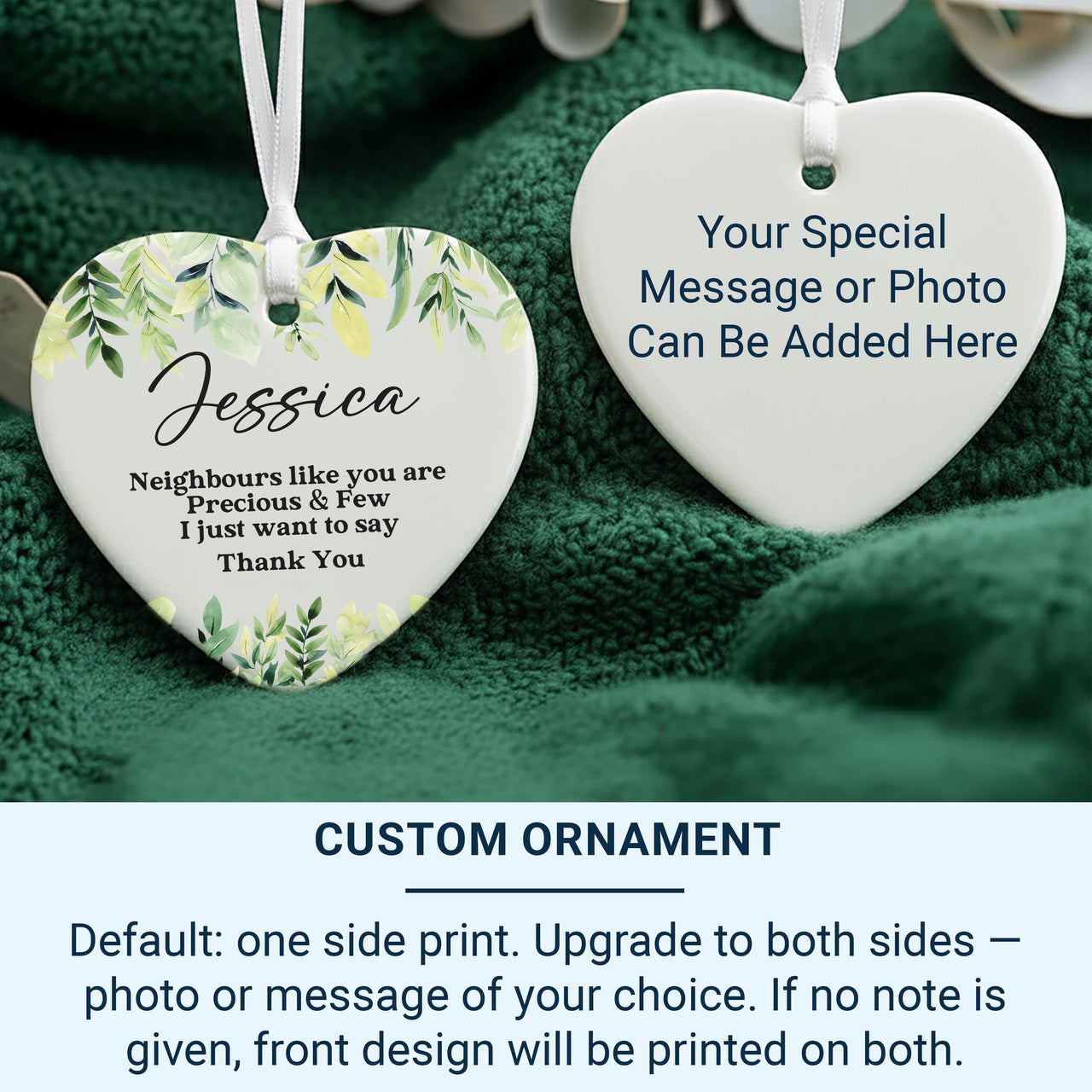 Personalised Neighbour Ornament | Moving Away Gift | Thank You Best Neighbours | Ceramic Heart Keepsake | Friend Hanging Decor