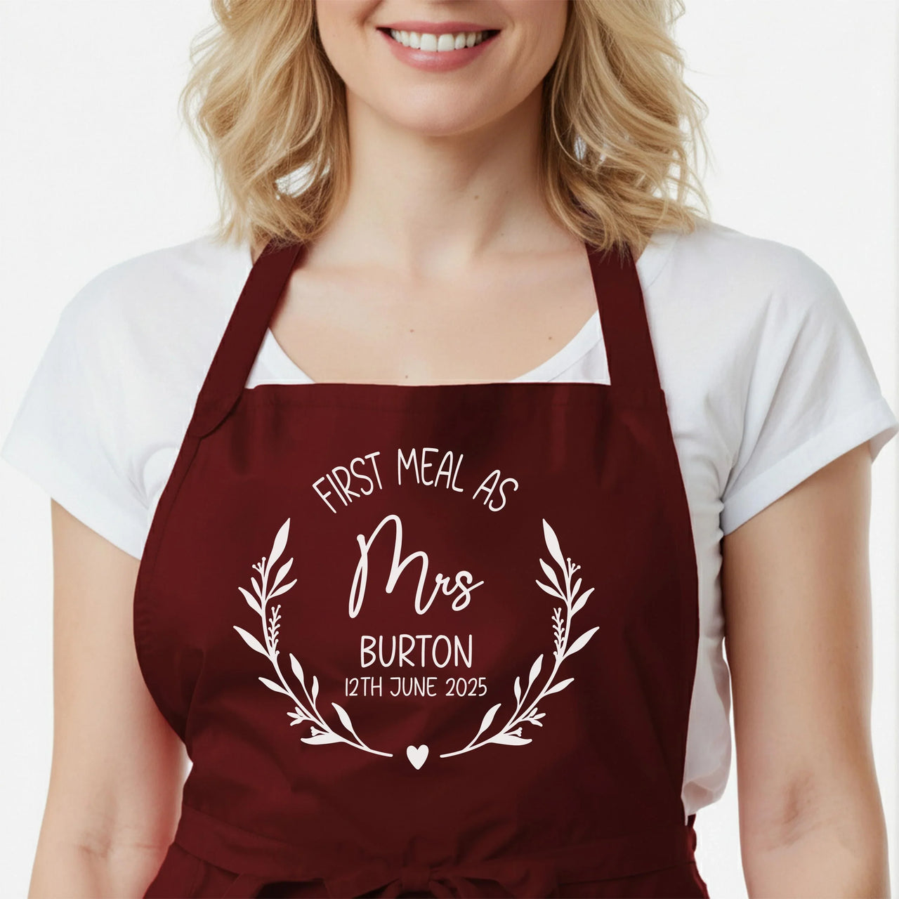 Personalised Wedding Apron – Custom Bride and Groom Gift with Adjustable Neck Strap