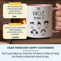 This Uncle Belongs To… Mug – Personalised Kids’ Names and Faces – Niece/Nephew Thank_You, Birthday and Christmas Gift