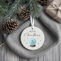 Family Tree Ornament - Blue Watercolour Keepsake with Surname & Year for Christmas