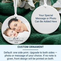 Baby's First Christmas Photo Ornament - Personalised Ceramic Decoration - Unique Family Gift Idea - New Baby Christmas Tree Ornament