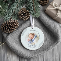 Baby Photo Ornament - Welcome to World Keepsake with Picture & Birth Details