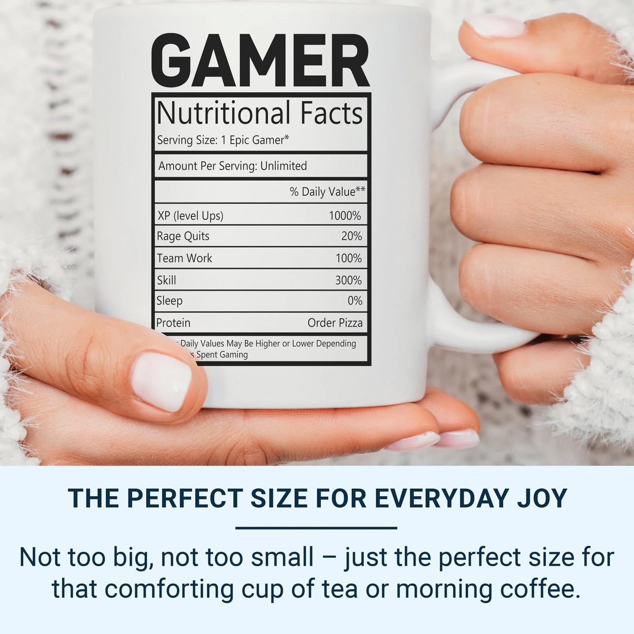 Gamer Nutritional Facts Mug _ Funny Personalised Gaming Gift for Streamers and Players