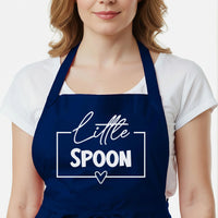 Couples Aprons Set – Matching Big Spoon Little Spoon Kitchen Aprons With Adjustable Neck Strap