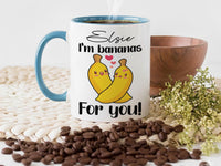I’m Bananas for You Personalised Mug – Cute Hugging Bananas with Name – Funny Romantic Anniversary and Valentine Gift