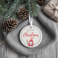 Gnome Family Ornament - Festive Keepsake with Surname for Cosy Christmas Tree