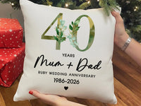 40th Anniversary Cushion – Personalised Ruby Wedding Keepsake With Names & Dates