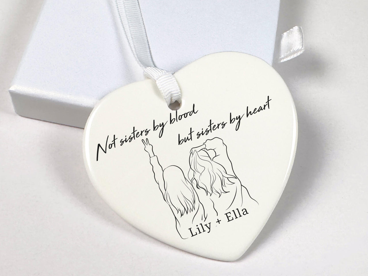 Personalised Best Friends Ornament - Sisters by Heart - Gift for Bestie - Friendship Present - Birthday or Christmas Gift