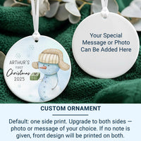 Snowman Baby Ornament - First Christmas Keepsake with Name and Year for Boys & Girls