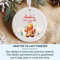 Baby First Christmas Ornament - Gingerbread Keepsake with Name for 2023