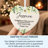 Personalised Neighbour Ornament | Moving Away Gift | Thank You Best Neighbours | Ceramic Heart Keepsake | Friend Hanging Decor