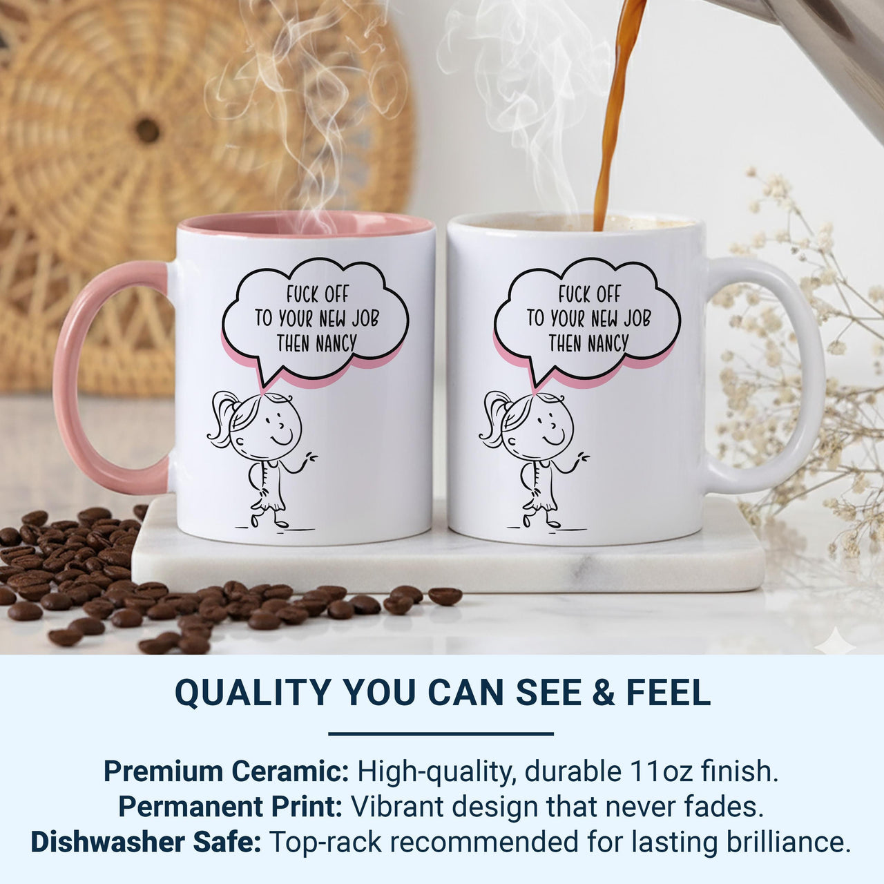 Funny Rude Leaving Gift Mug – “F*** Off to Your New Job Then” – Office Farewell, Colleague Goodbye and New Role Banter