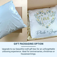 Personalised Floral Cushion – Romantic Heart Cushion With Floral Wreath Design