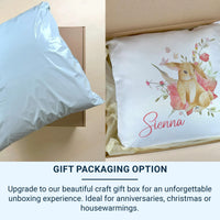 Personalised Bunny Cushion | Custom Name Cushion - Watercolour Flower Pillow