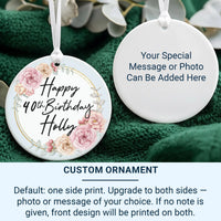 40th Birthday Ornament - Floral Keepsake with Name for Milestone Celebration