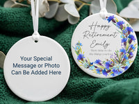 Retirement Floral Ornament - Two-Sided Keepsake with Custom Back for Message