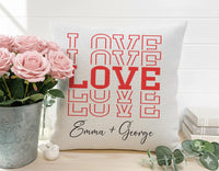 Personalised Love Cushion – Red Typography Pillow | Custom Name Keepsake Gift DENMARY
