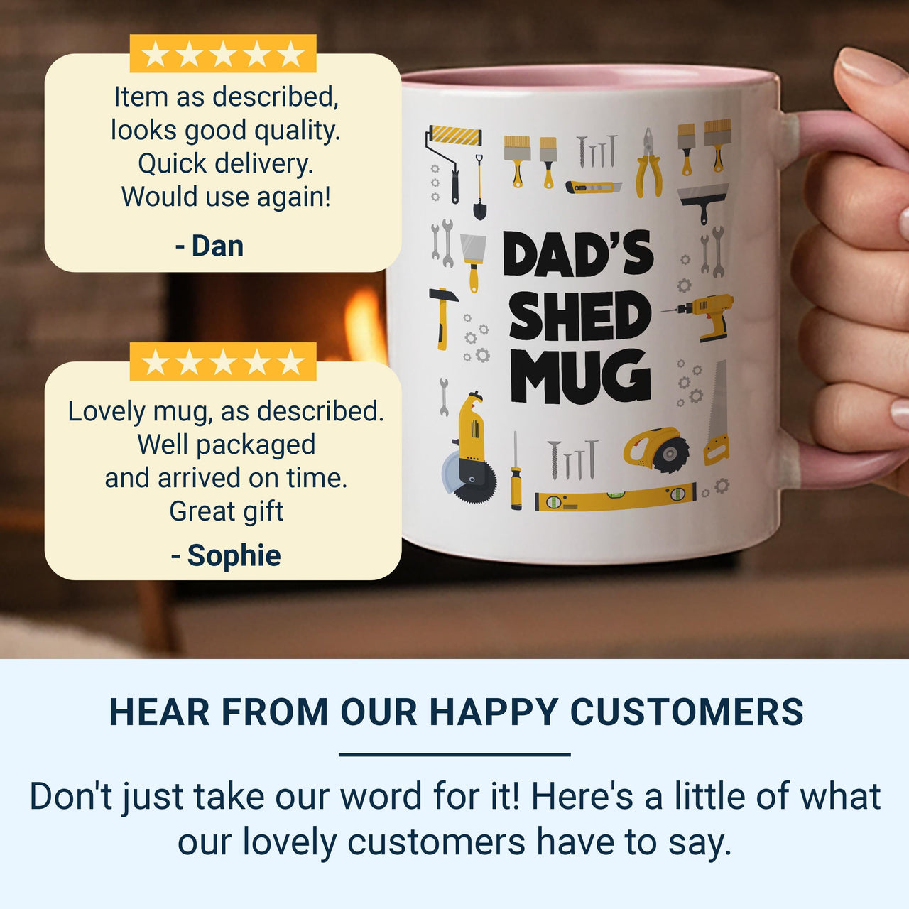 Dad’s Shed Mug - Personalised Tools and Workshop Graphic - Father’s Day, DIY Dad Birthday and Christmas Gift for the Handyman