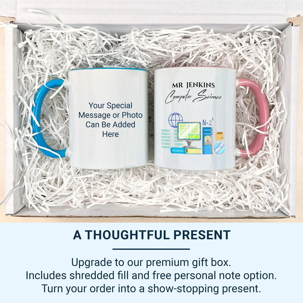 Personalised Teacher Mug - Computer Science Mug with Surname & Tech Icons - IT Teacher Gift