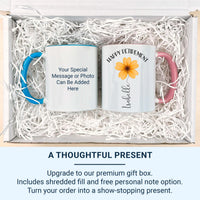 Happy Retirement Personalised Mug – Floral Name Design – Leaving Gift and New_Chapter Keepsake for Colleagues and Friends