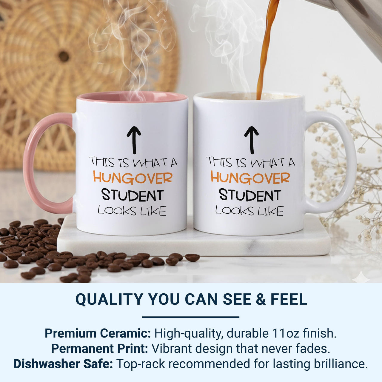 Hungover Student Mug | Ideal University Starter Gift | Birthday & Christmas Tea Cup for Best Mate