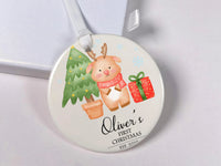 Reindeer Baby Ornament - First Christmas Keepsake with Name & Year for Newborns