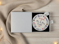 First Christmas As Mr and Mrs Personalised Ornament, Just Married Keepsake, Bauble Name, Custom Round Christmas Decoration, Gift for Couple