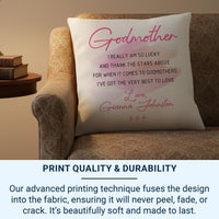Personalised Godmother Cushion with Heartfelt Message - Thank-You Keepsake from a Loving Godchild or Family