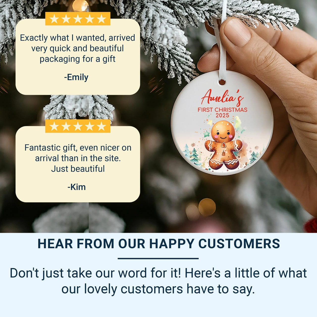 Baby First Christmas Ornament - Gingerbread Keepsake with Name for 2023